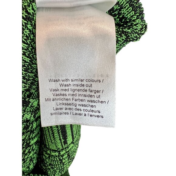 GANNI Kelly Green Ribbed Knit Scoop Neck Ruffle Sleeve Mini Dress - Size L - Picture 4 of 8